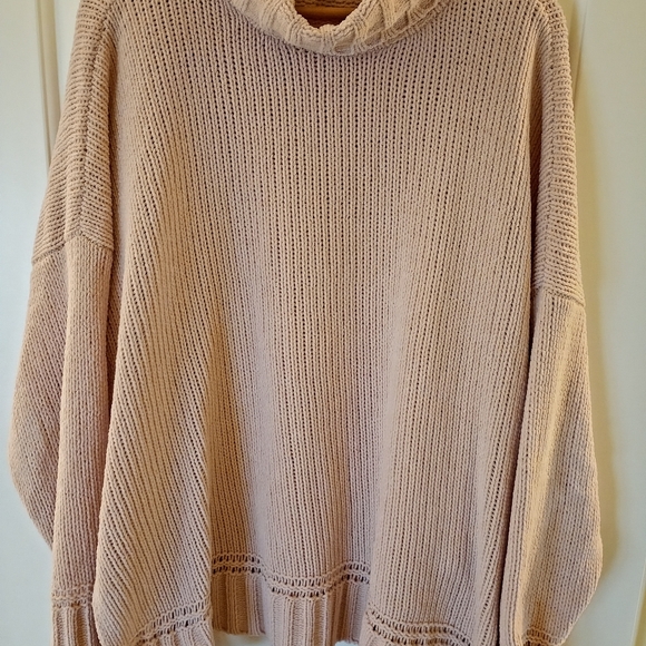 Aerie Soft Light Pink Turtleneck Chenille Sweater (XL) - Picture 2 of 7